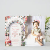 魅惑された戸口妖精の最初の誕生日パーティーの写真 招待状 (スタンド正面)