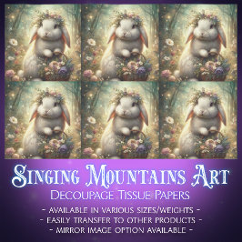 魅惑された森のフローラファンタジーウサギのデカップリ 薄葉紙