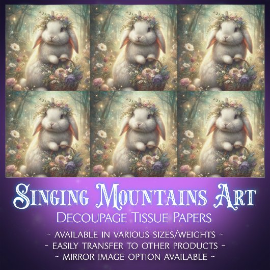 魅惑された森のフローラファンタジーウサギのデカップリ 薄葉紙