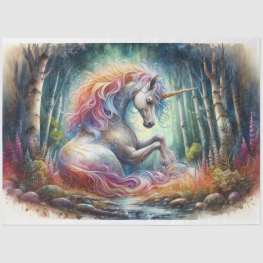 魅惑された森の切り離しの平和なユニコーン 薄葉紙 (正面)