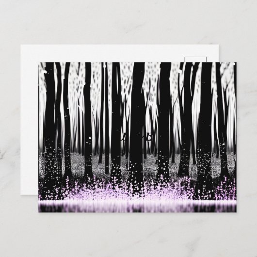 魅惑された森林の影と踊り花びら ポストカード (正面/裏面)