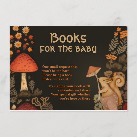 魅惑された森林浴の動物が本を持ってベビー エンクロージャーカード (正面)