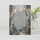 魅惑された森白熱［赤熱］光を放つのパス結婚ライト 招待状 (スタンド正面)