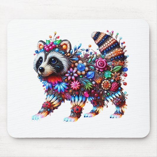 魅惑された白熱［赤熱］光を放つラクーン マウスパッド (正面)