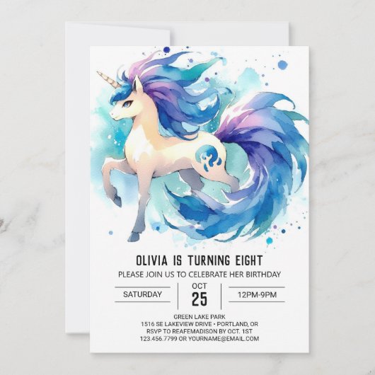 魅惑された編集可能な馬誕生日 招待状 (正面)