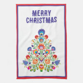 魅惑された花模様:民俗学のユレタイドのタペストリー キッチンタオル (縦)