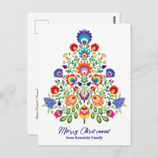 魅惑された花模様：民俗学のユレタイドのタペストリー ポストカード (正面/裏面)