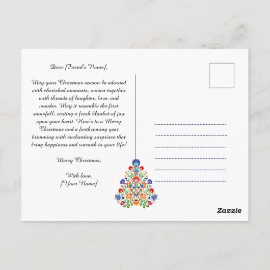 魅惑された花模様:民俗学のユレタイドのタペストリー ポストカード (裏面)