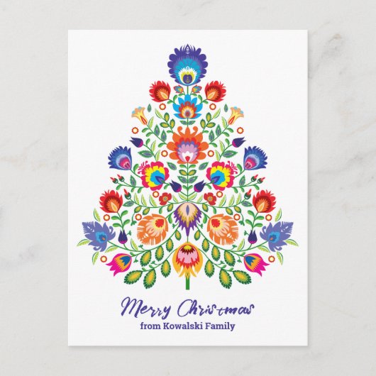 魅惑された花模様:民俗学のユレタイドのタペストリー ポストカード (正面)