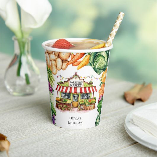 魅惑された野菜農家市場誕生日 紙コップ (インサイチュ)