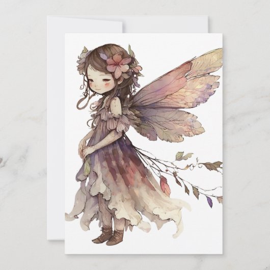 魅惑のおとぎ話のピクシーおとぎ話の誕生日パーティー 招待状 (裏面)