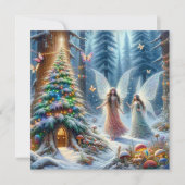 魅惑のおとぎ話の森のパーソナライズされたクリスマス カード (正面)