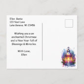 魅惑のおとぎ話の森のパーソナライズされたクリスマス ポストカード (裏面)