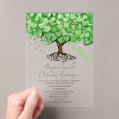 魅惑のおとぎ話グリーンハートリーフ結婚ツリー アクリル招待状 (インサイチュ (ポータブル))