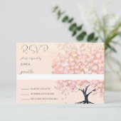 魅惑のおとぎ話ピンクのハートリーフ結婚ツリー 出欠カード (スタンド正面)