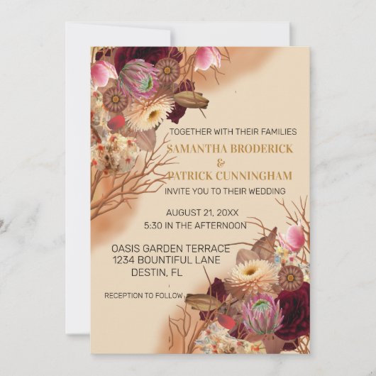 魅惑のおとぎ話ボホワイルドフラワー結婚ズ 招待状 (正面)