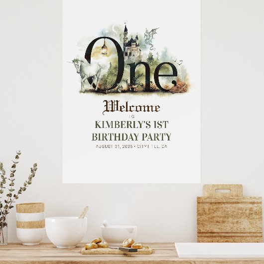 魅惑のおとぎ話1stバースデーウェルカムサイン ポスター (キッチン)