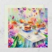 魅惑のお茶のパーティーお洒落：赤ちゃんシャワー 招待状 (正面/裏面)