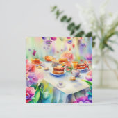 魅惑のお茶のパーティーお洒落：赤ちゃんシャワー 招待状 (スタンド正面)