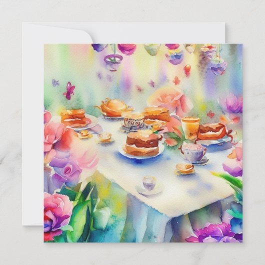 魅惑のお茶のパーティーお洒落：赤ちゃんシャワー 招待状 (正面)