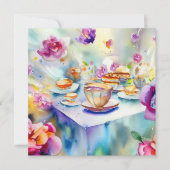 魅惑のお茶のパーティー鮮やか：赤ちゃんシャワー 招待状 (正面)