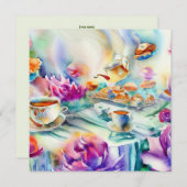 魅惑のお茶パーティー:おいしい、赤ちゃんシャワー 招待状 (正面/裏面)