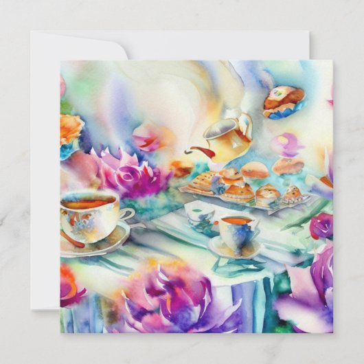 魅惑のお茶パーティー:おいしい、赤ちゃんシャワー 招待状 (正面)