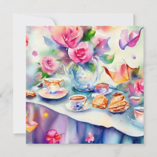 魅惑のお茶パーティー:赤ちゃんシャワー 招待状 (正面)