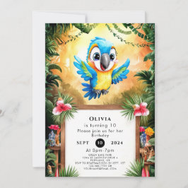 魅惑のかわいいオウム誕生日 招待状
