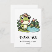 魅惑のかわいいカエルの赤ちゃんシャワー サンキューカード (正面/裏面)