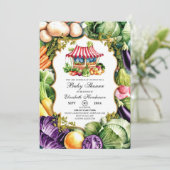 魅惑のかわいいファーマーズマーケット赤ちゃんシャワー 招待状 (スタンド正面)