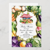 魅惑のかわいいファーマーズマーケット赤ちゃんシャワー 招待状 (正面/裏面)