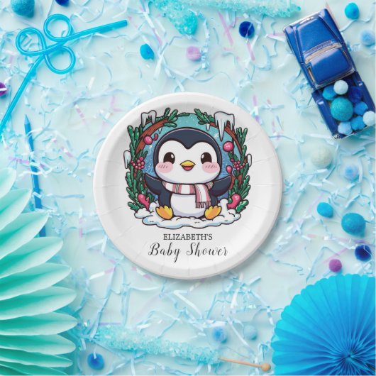 魅惑のかわいいペンギンの赤ちゃんシャワー ペーパープレート (パーティー)