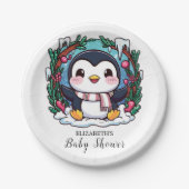魅惑のかわいいペンギンの赤ちゃんシャワー ペーパープレート (正面)