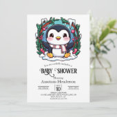 魅惑のかわいいペンギンの赤ちゃんシャワー 招待状 (スタンド正面)