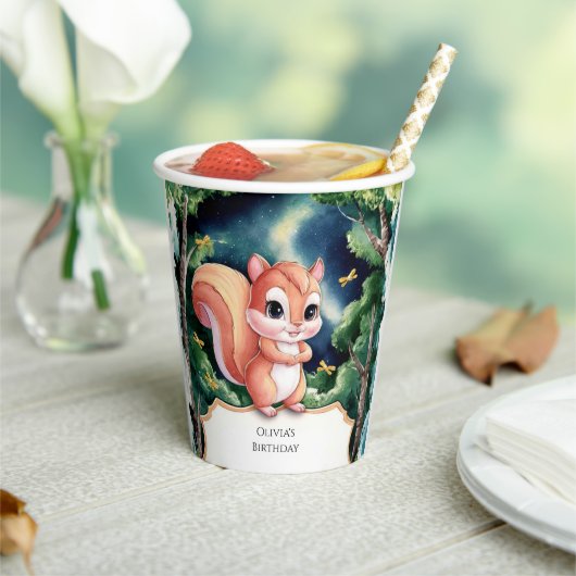 魅惑のかわいいリス誕生日 紙コップ (インサイチュ)