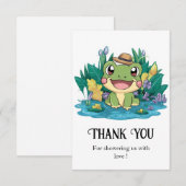 魅惑のかわいらしカエルの赤ちゃんシャワー サンキューカード (正面/裏面)