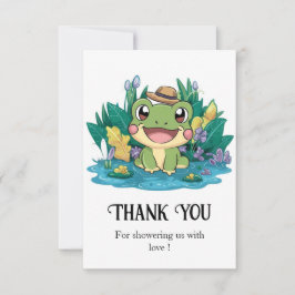 魅惑のかわいらしカエルの赤ちゃんシャワー サンキューカード