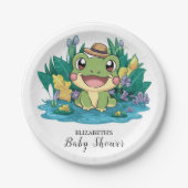 魅惑のかわいらしカエルの赤ちゃんシャワー ペーパープレート (正面)