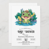 魅惑のかわいらしカエルの赤ちゃんシャワー 招待状 (正面/裏面)