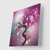 魅惑のさくらんぼダンス スクエア壁時計 (傾斜)