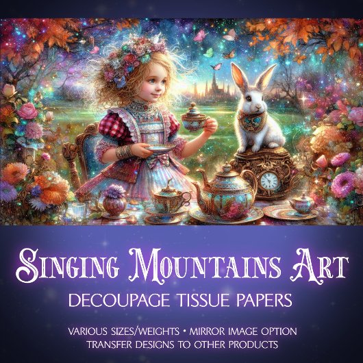 魅惑のアリスのバニー・ティー・パーティー・デコパージュ 薄葉紙
