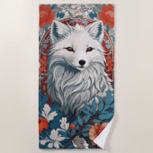 魅惑のアルティックキツネ野生生物 ビーチタオル (正面)