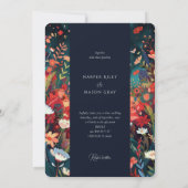 魅惑のイブニング - バーガンディ ネイビー フラワー ウェディング 招待状 (裏面)