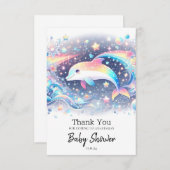 魅惑のイルカの赤ちゃんシャワー サンキューカード (正面/裏面)
