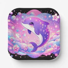 魅惑のイルカの赤ちゃんシャワー ペーパープレート