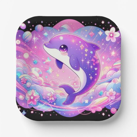 魅惑のイルカの赤ちゃんシャワー ペーパープレート (正面)