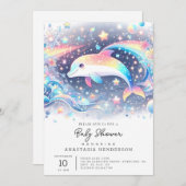魅惑のイルカの赤ちゃんシャワー 招待状 (正面/裏面)