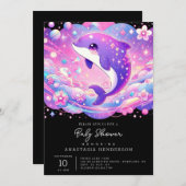魅惑のイルカの赤ちゃんシャワー 招待状 (正面/裏面)