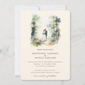魅惑のウォーター色の森ボヘミアン結婚ズ 招待状 (正面)